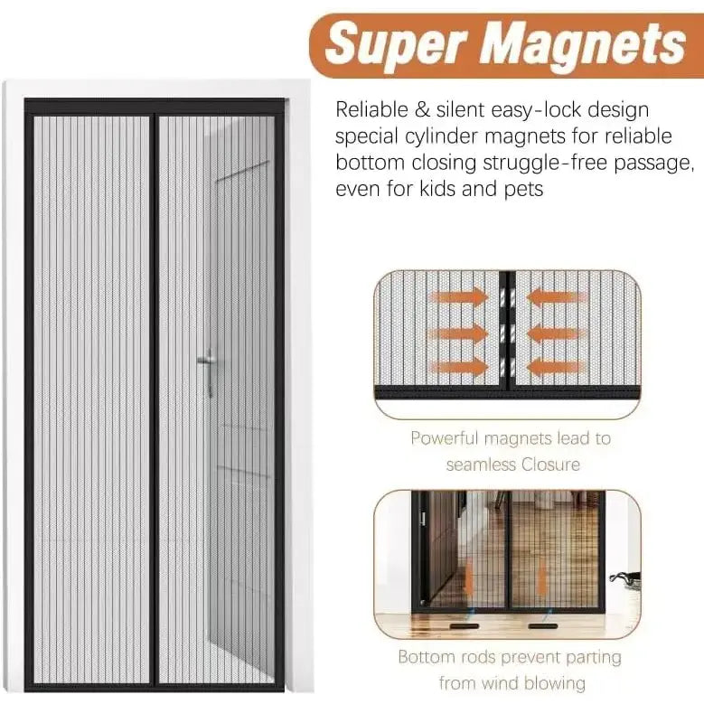 Magnetic Mesh Screen Door Curtain – Breathable Mosquito Protection with Magnetic Closure