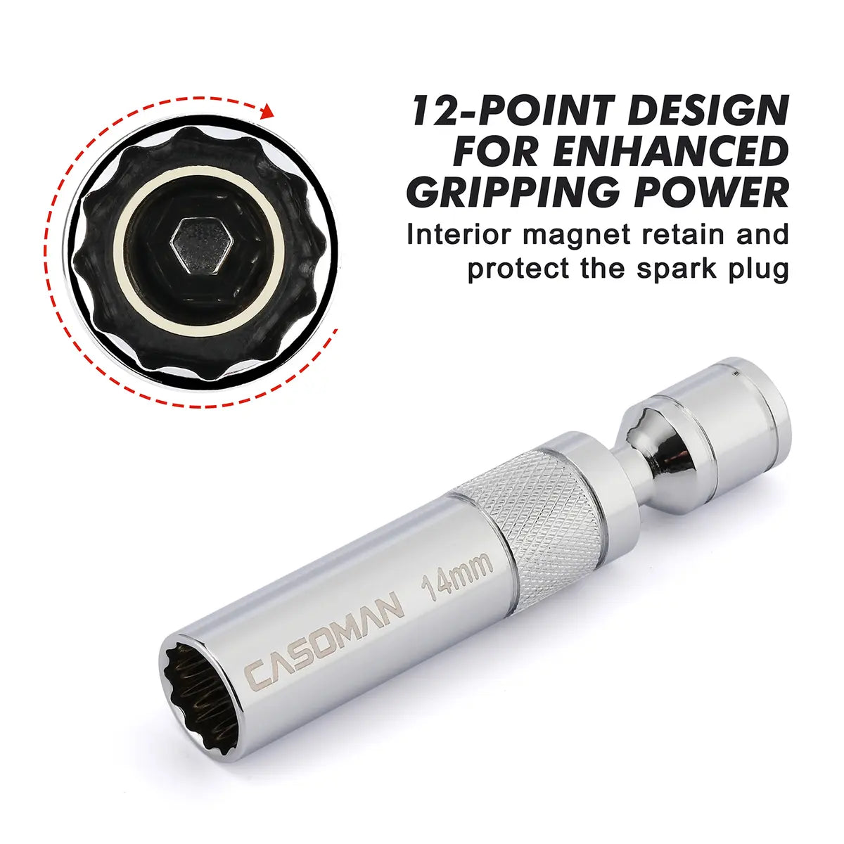 6PCS Magnetic Swivel Spark Plug Socket Set – Thin Wall 3/8" Drive, 12-Point CR-V Steel Automotive Tool